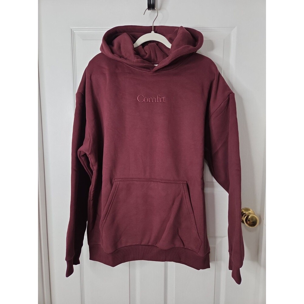 Comfrt Signature Hoodie Maroon Size L Oversized Heavyweight Pullover NEW